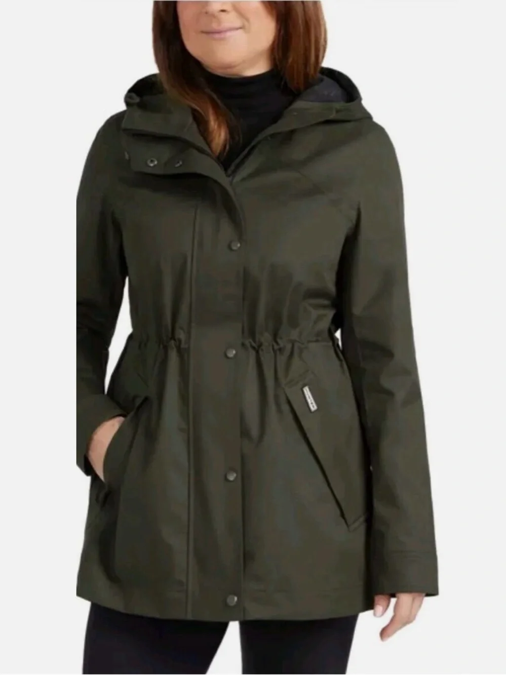 Hunter Women's Hooded Coat in Olive - Picture 4 of 15